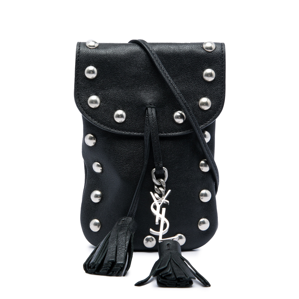 Pre-Loved Saint Laurent Studded Leather Phone Pouch - Picture 1 of 5